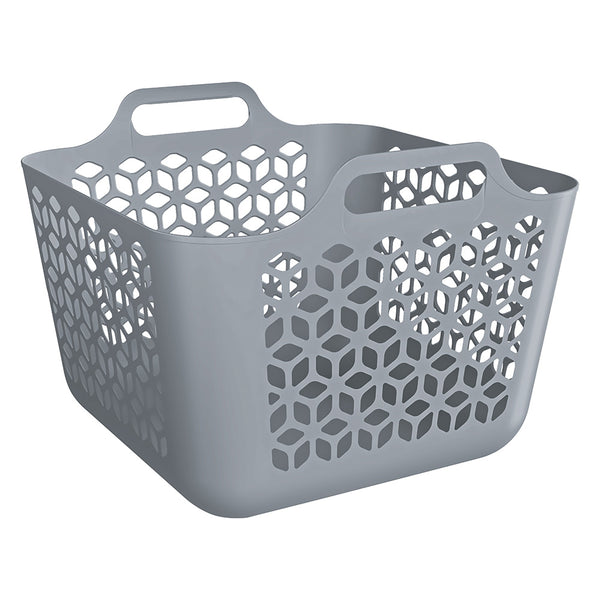 Cesto de Roupa Médio 30 Litros Cinza UZ - fundo branco