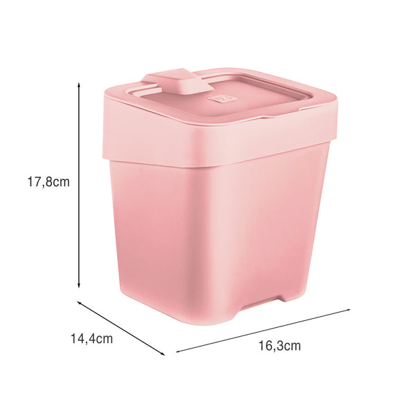 Lixeira de Pia Slim 2,5 Litros Rosa UZ - medidas