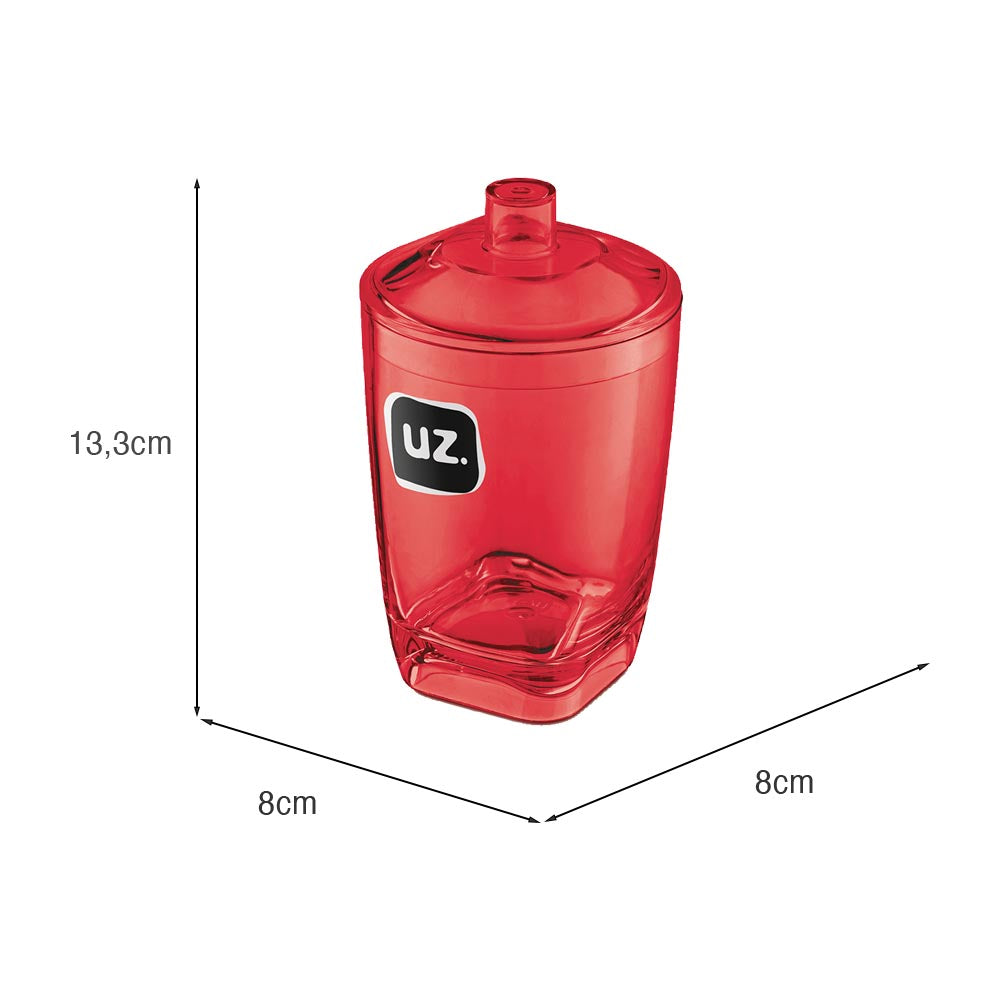 Porta Algodão Premium Translúcido Vermelho UZ - medidas