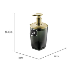 Porta Sabonete Líquido Premium Preto Dourado UZ - medidas