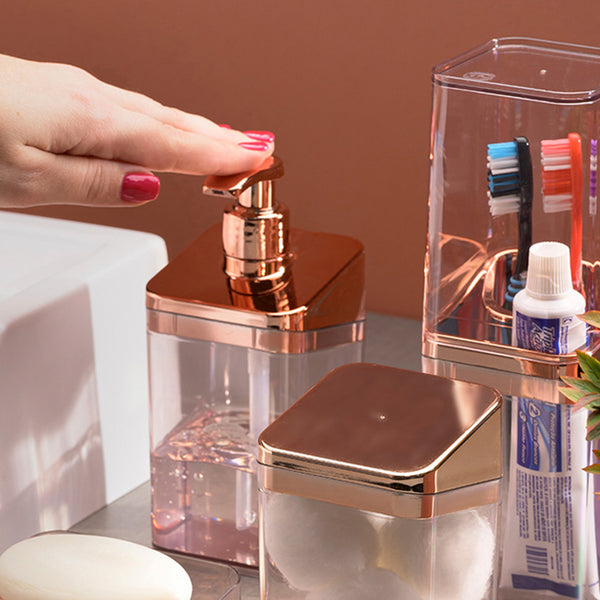 Porta Sabonete Slim Metalizado Rose UZ - ambiente