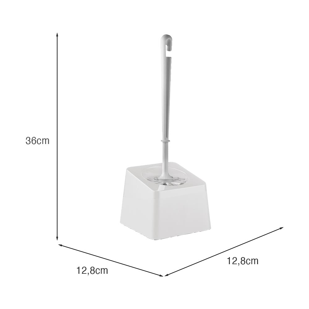 Suporte com Escova Sanitária Slim Branco UZ - medidas