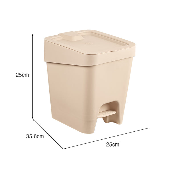 Lixeira Slim com Pedal 8 Litros Capuccino UZ - medidas