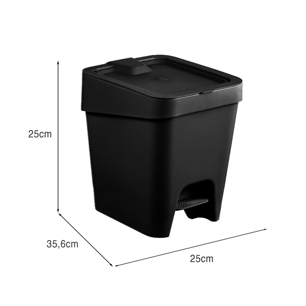 Lixeira Slim com Pedal 8 Litros Preto UZ - medidas