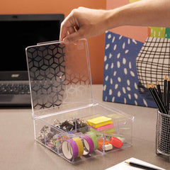 Box Multiuso com Divisória 1,5 Litros Transparente UZ - ambientada