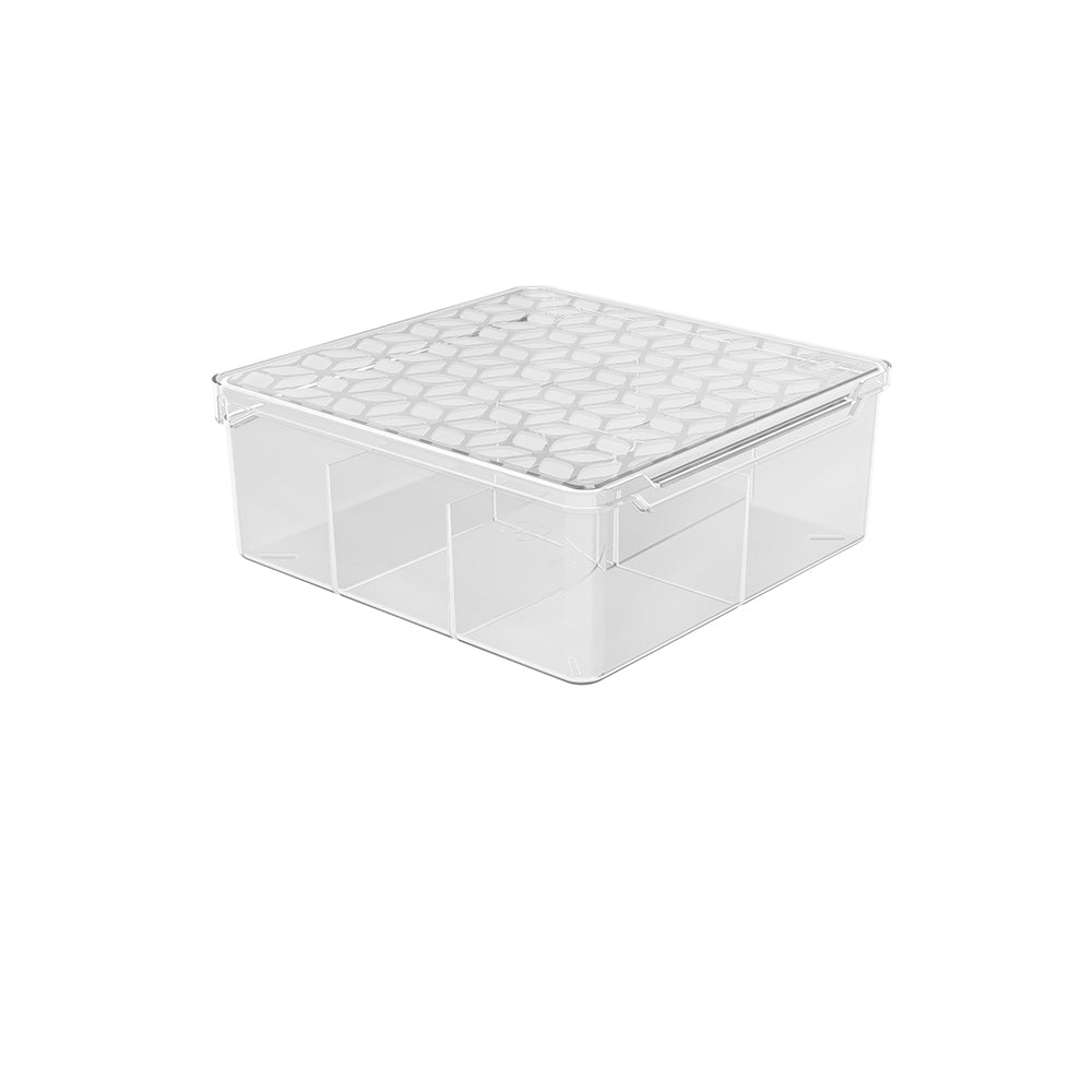 Box Multiuso com Divisória 1,5 Litros Transparente UZ - fundo branco