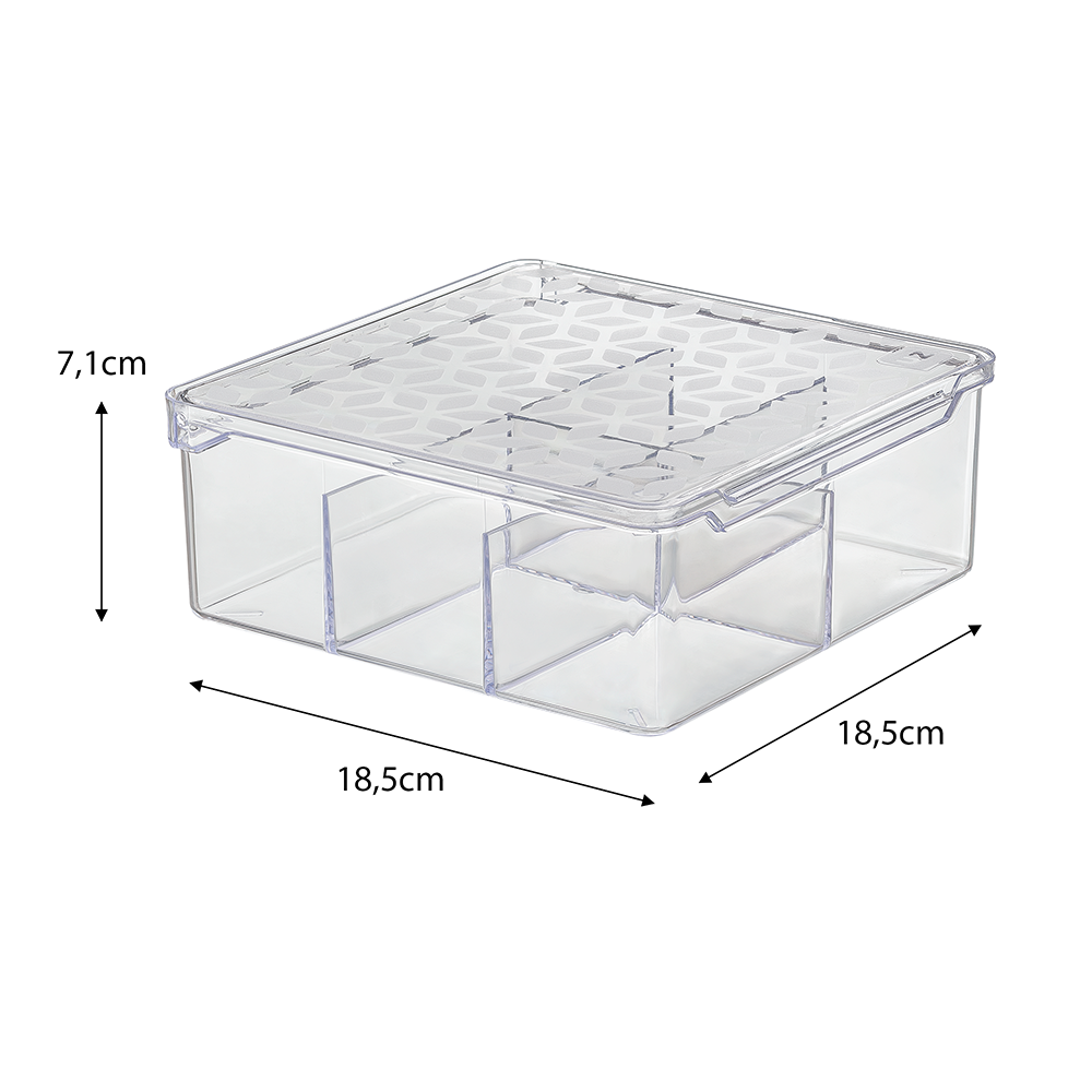 Box Multiuso com Divisória 1,5 Litros Transparente UZ - medidas