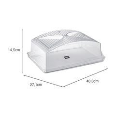 Boleira Retangular 40,8cmx27,1cm Transparente UZ - medidas