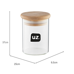 Porta-Mantimentos de Vidro com Tampa de Bambu 110ml Transparente UZ - medidas