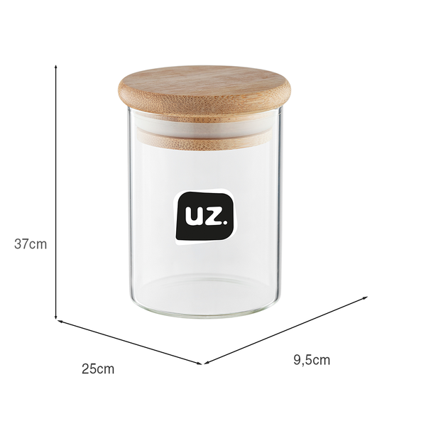 Porta-Mantimentos de Vidro com Tampa de Bambu 110ml Transparente UZ - medidas